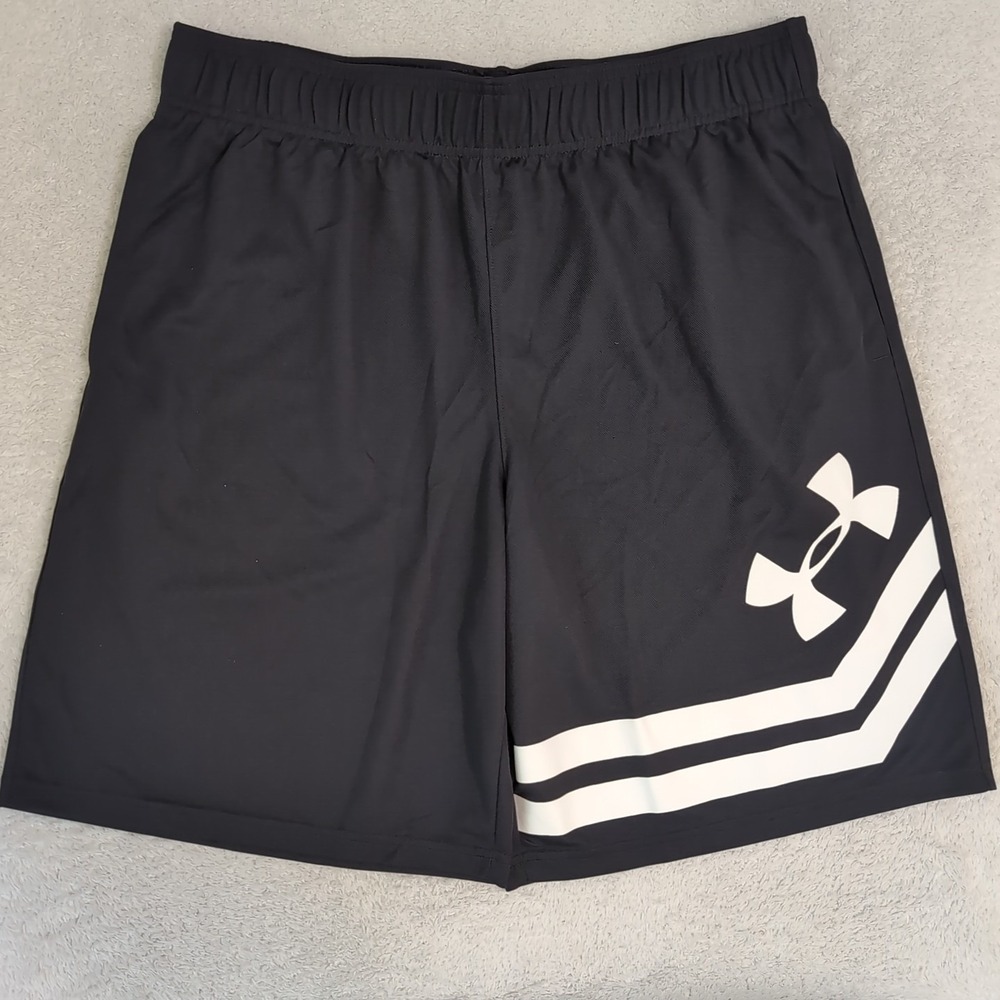 Under Armour Basketball Shorts Mens XL Black Baseline Court 9" Retro Baggy Loose